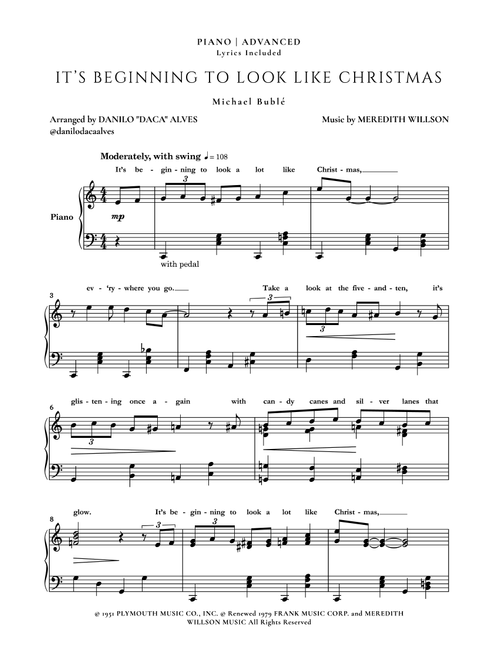 It's Beginning To Look Like Christmas (Arr. Danilo "Daca" Alves) - Michael Buble (Piano Solo)
