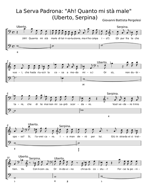 La serva padrona - Giovanni Battista Pergolesi