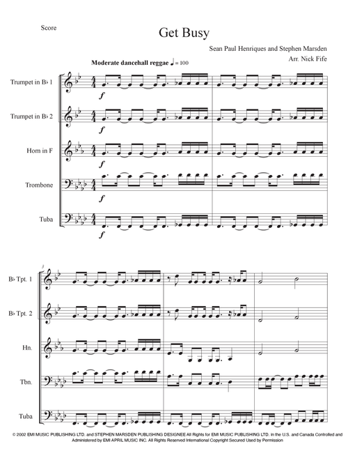 Get Busy (Arr. Nick Fife) - Sean Paul (Brass Ensemble)