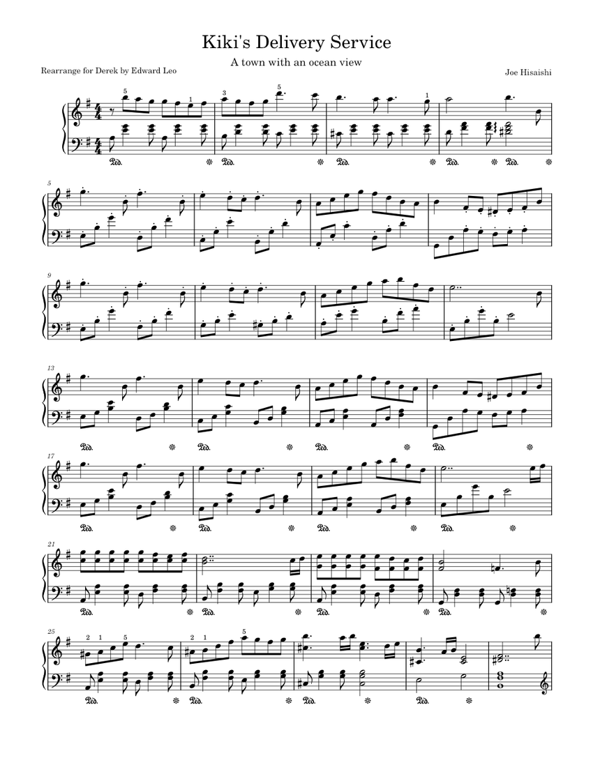 A town with an ocean view - Joe Hisaishi Sheet Music for