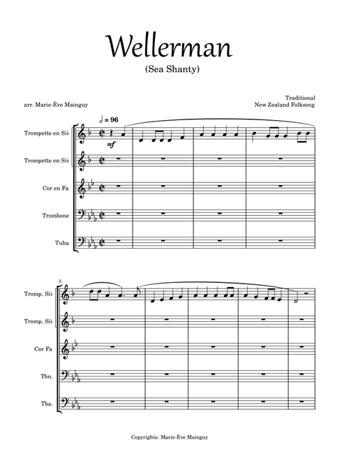 Wellerman (Sea Shanty) - Brass Quintet (Arr. Marie-Ève Mainguy) - Traditional (Brass Ensemble)