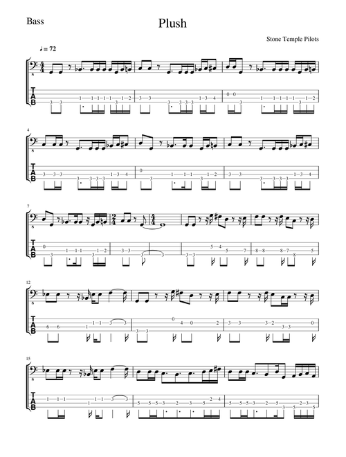 Plush - Stone Temple Pilots (guitar pro Bass kor adjusted)