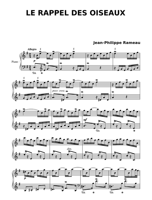 LE RAPPEL DES OISEAUX – Rameau, Jean-Philippe