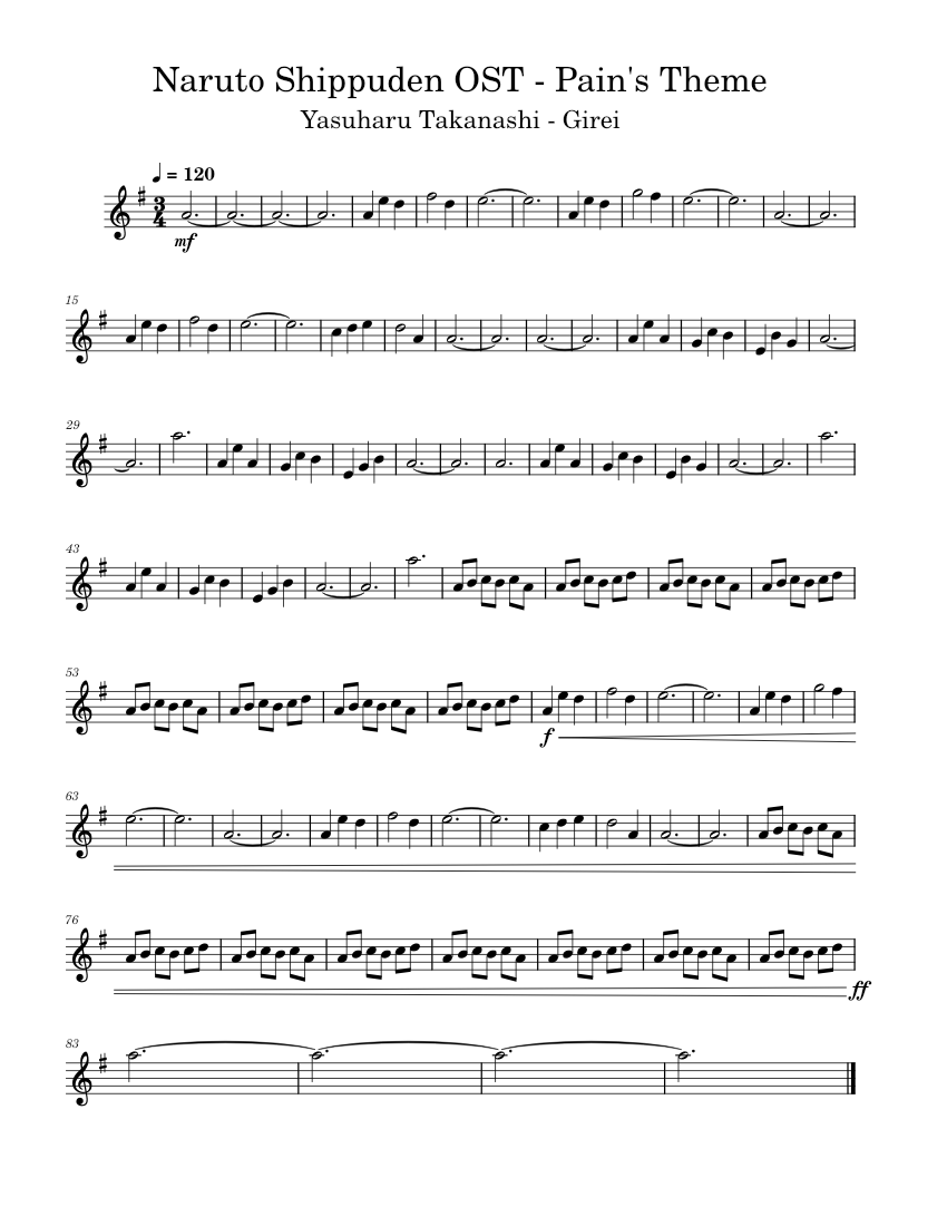Naruto Shippuden OST Pain's Theme piano tutorial