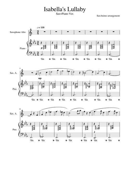 Isabella's Lullaby Sax/Piano - The Promised Neverland OST