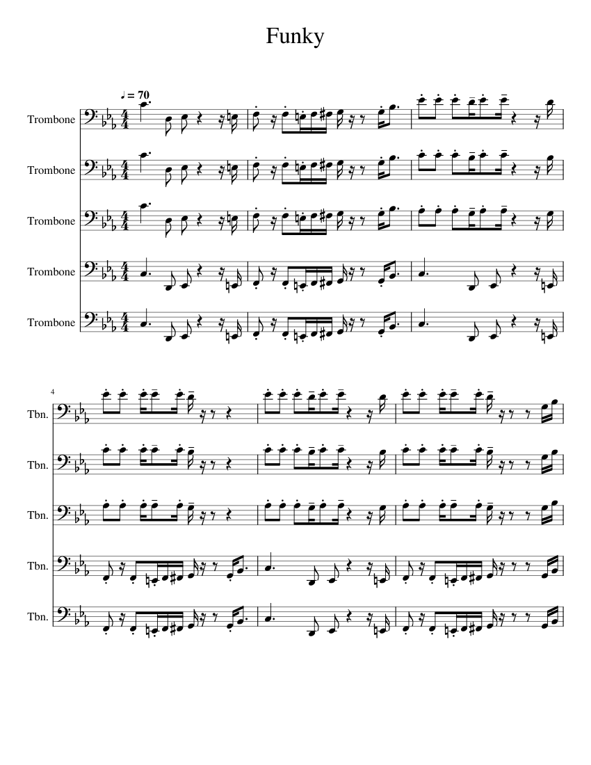 Funky Sheet music for Trombone (Mixed Quintet) | Musescore.com
