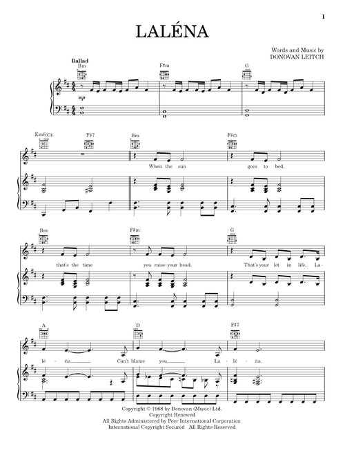 Lalena - Donovan (Piano-Vocal-Guitar)
