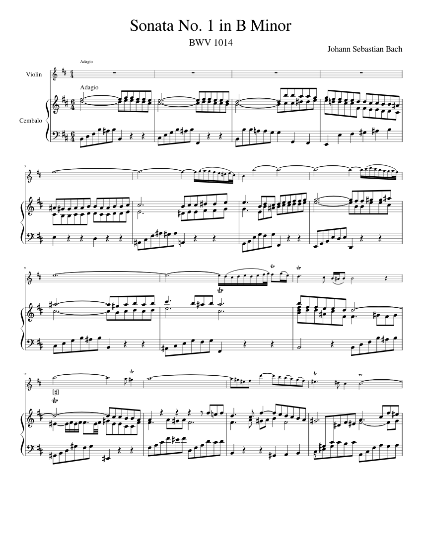 Sonata No. 1 in B Minor for Violin and Harpsichord BWV 1014 by