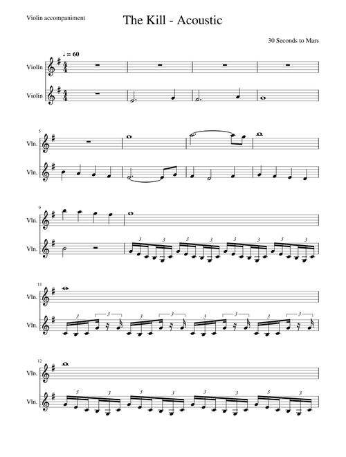 The Kill - Thirty Seconds To Mars (Violin Accompaniment)