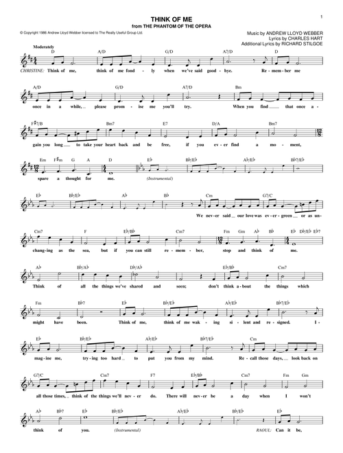 Think Of Me (from The Phantom Of The Opera) - Andrew Lloyd Webber, The Phantom Of The Opera (Musical) (Lead Sheet - Fake Book)