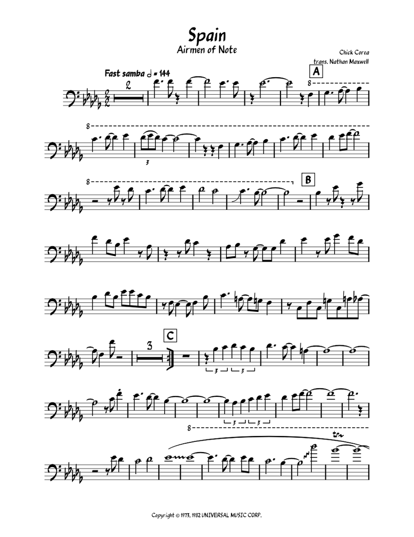 Spain Chick Corea (David Steinmeyer solo transcription) Sheet music for Piano (Solo