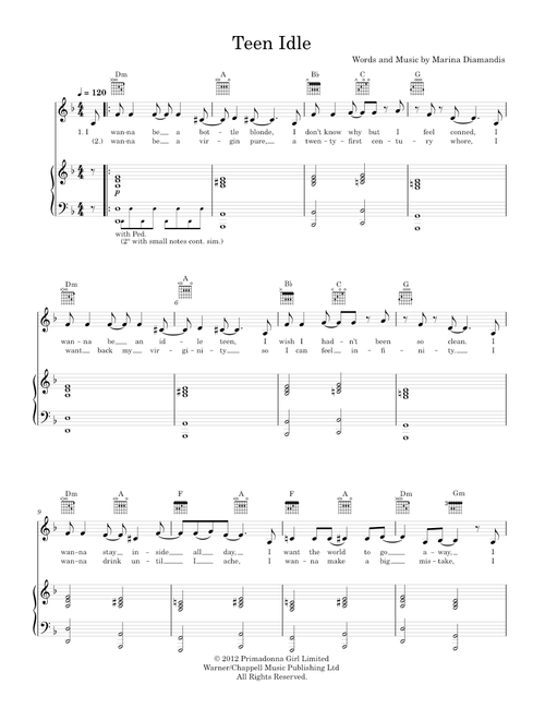 Teen idle - Marina and The Diamonds (Piano-Voice)