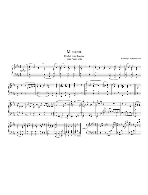Minueto. em Mib Maior - Beethoven manuscrito original
