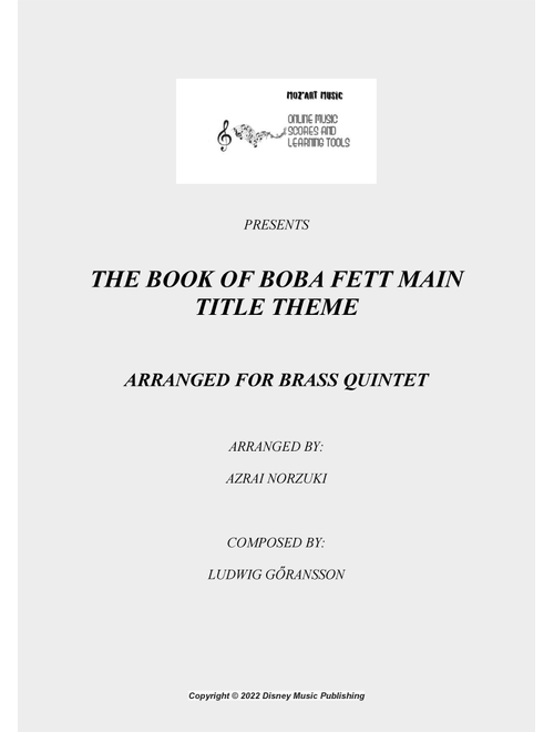 The Book Of Boba Fett Main Title Theme (Arr. Azrai Norzuki) - Ludwig Goransson (Brass Ensemble)