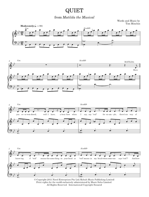 Quiet - Tim Minchin (Piano Vocal)