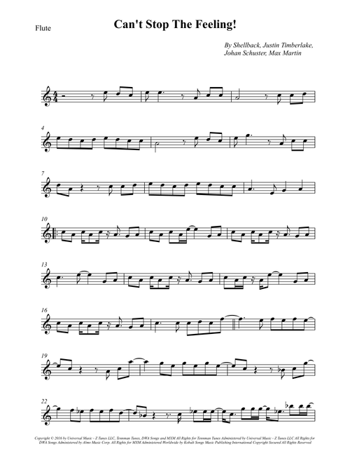 Can't Stop The Feeling! (Arr. Wesley S. SIlva) - Justin Timberlake (Flute Solo)