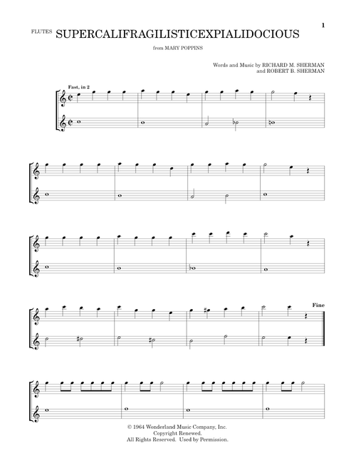 Supercalifragilisticexpialidocious (from Mary Poppins) (arr. Mark Phillips) - Julie Andrews (Flute Duet)
