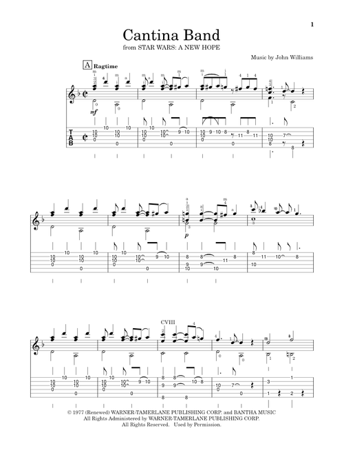 Cantina Band (from Star Wars: A New Hope) - John Williams (Solo Guitar)