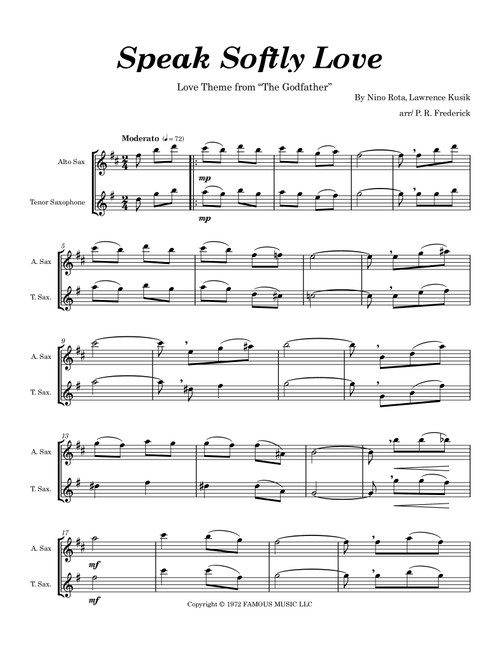 Speak Softly Love (Arr. P. R. Frederick) - Lawrence Kusik, Nino Rota (Saxophone Duet)