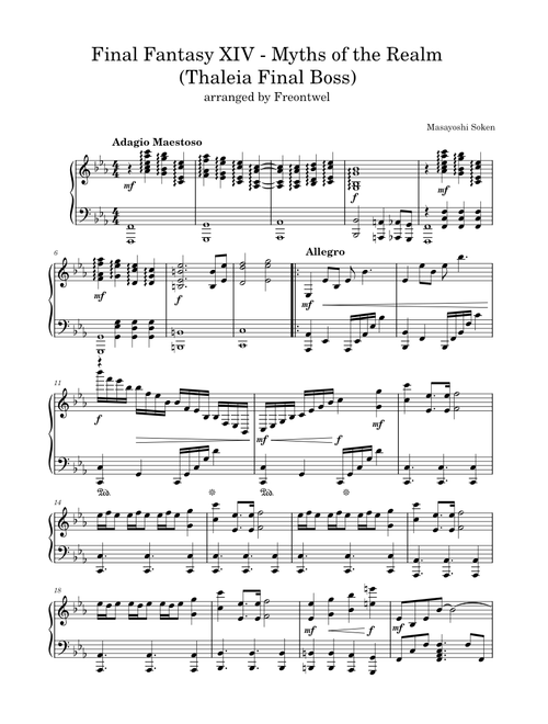 FFXIV piano sheet music by mdgalldvm | Play, print, and download