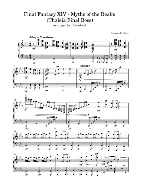 FFXIV piano sheet music by mdgalldvm | Play, print, and download FFXIV piano sheet music by mdgalldvm | Play, print, and download