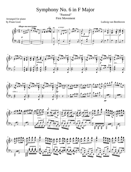 Beethoven Symphony No. 6 "Pastoral" (1st movement) Piano solo
