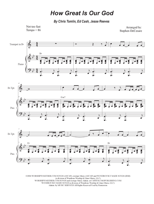 How Great Is Our God (Arr. Stephen DeCesare) - Chris Tomlin (Trumpet and Piano)