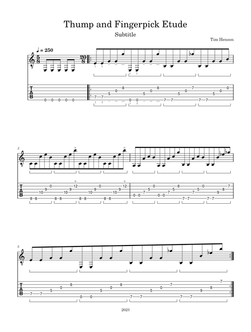 Thump and Fingerpick Etude for Guitar – Tim Henson