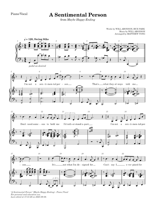 A Sentimental Person (Maybe Happy Ending) - Piano/Vocal
