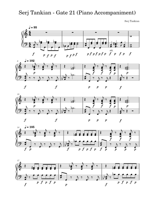Gate 21 – Serj Tankian (Piano Accompaniment)
