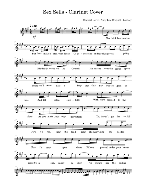 Sex Sells – Lovejoy  Sex Sells - Clarinet Cover