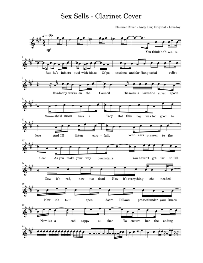 Sex sells lovejoy sex sells clarinet cover piano tutorial