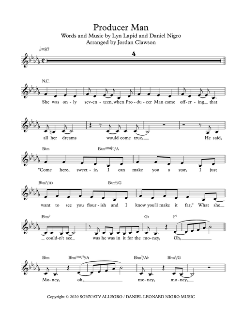 Producer Man (Arr. Jordan Clawson) - Lyn Lapid (Piano Vocal)