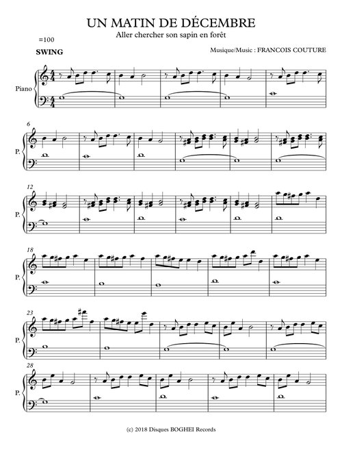 UN MATIN DE DÉCEMBRE - Aller chercher son sapin en forêt - Francois Couture (Easy Piano)