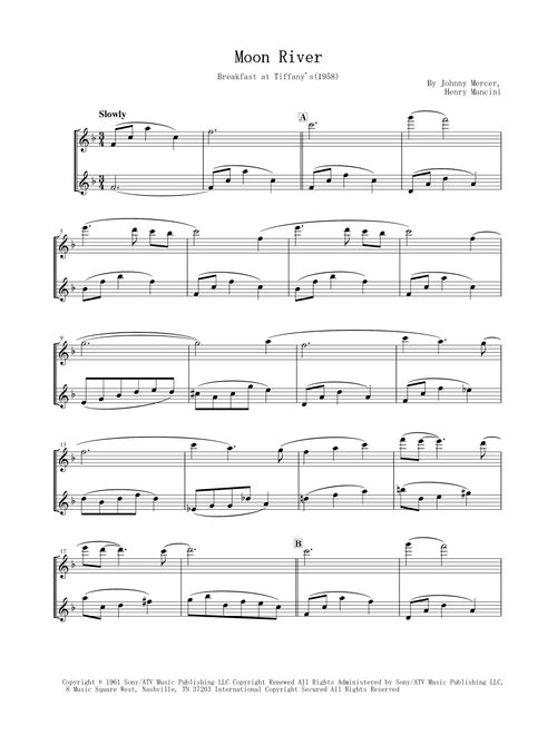 Moon River (Arr. Kan Saito / Japan Duo Notes) - Andy Williams (Flute Duet)
