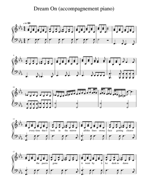 Dream On  Aerosmith - accompagnement piano