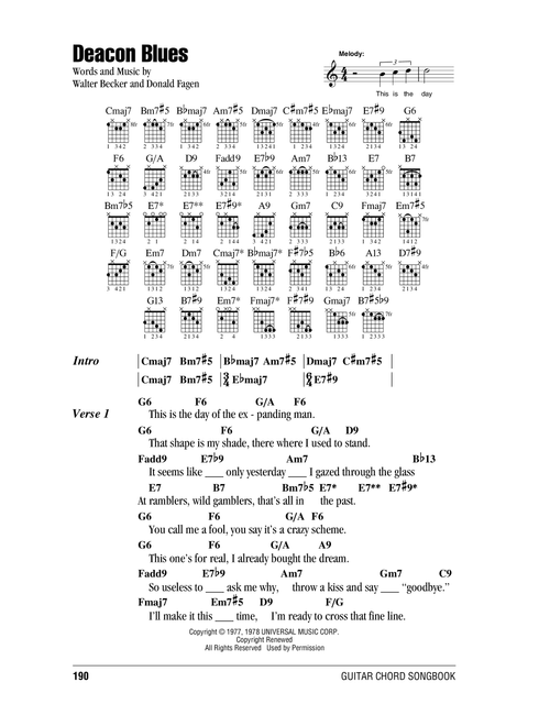 Deacon Blues - Steely Dan (Guitar Chords-Lyrics)