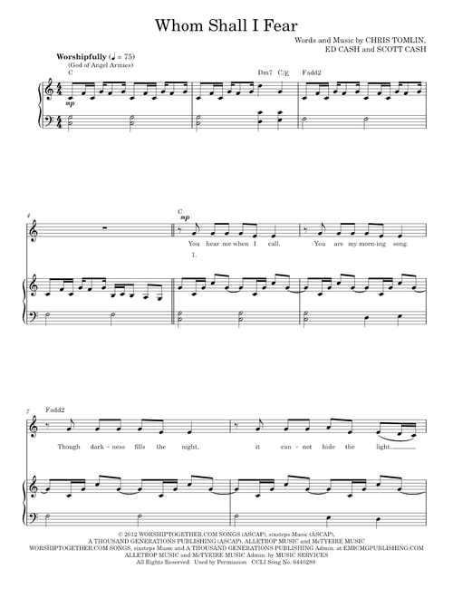 Whom shall i fear angel armies - Chris Tomlin (Piano-Vocal-Guitar)