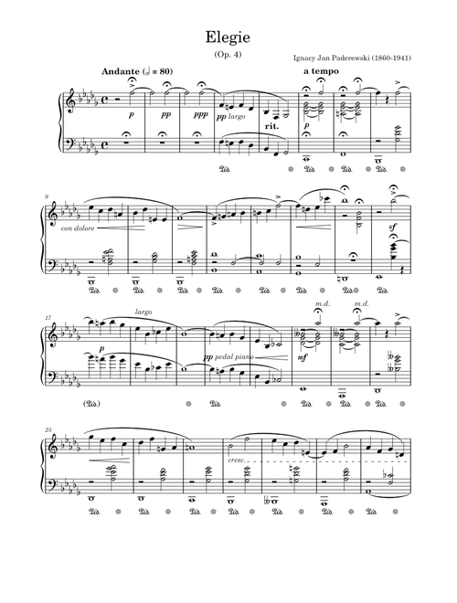Elegy, Op.4 – Ignacy Jan Paderewski