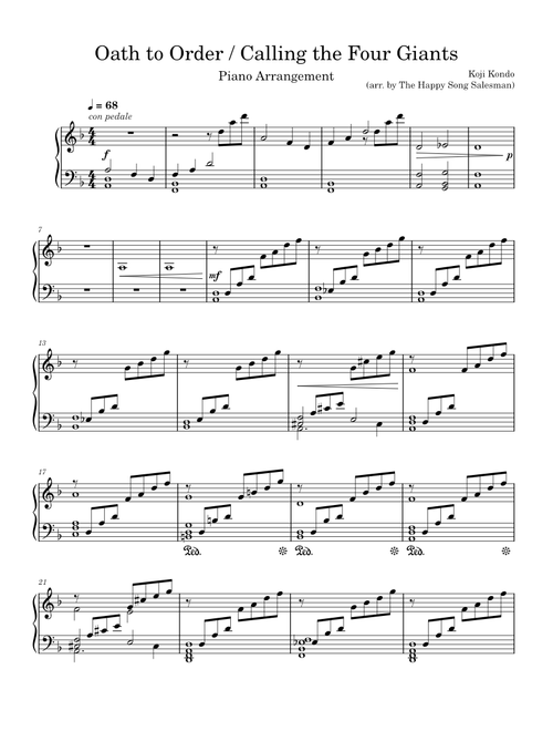 Oath to Order / Calling the Four Giants (piano) [remake]