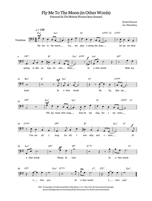 Fly Me To The Moon (in Other Words) (Arr. Heisenberg) - Tony Bennett (Trombone Solo)