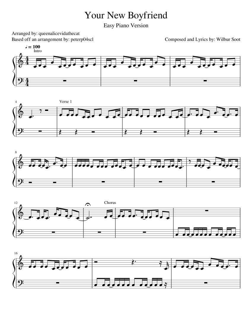 Your New Boyfriend Wilbur Soot Easy Piano Sheet music for Piano Solo Musescore