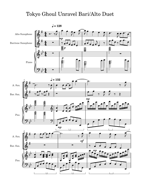 Tokyo Ghoul - Unravel Duet Alto Bari Saxophone