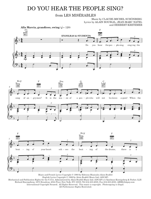 Do You Hear The People Sing? - Claude-Michel Schonberg (Piano-Vocal-Guitar)