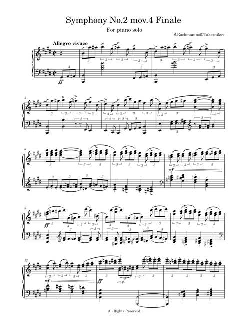 Rachmaninoff Symphony No.2 mov.4 Finale for piano solo