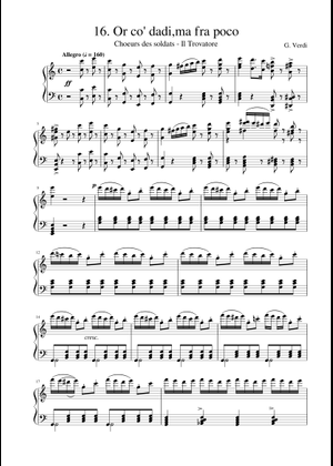 Verdi - Il Trovatore – Anvil Chorus Sheet Music for Piano (Solo