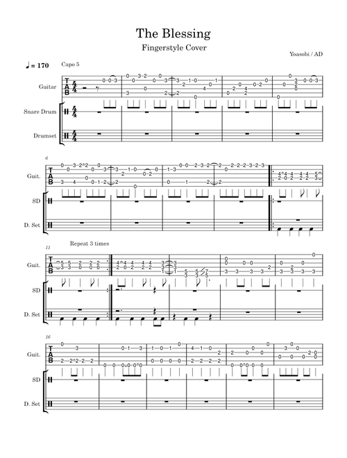 The Blessing – YOASOBI The Blessing (Shukufuku) 祝福 – YOASOBI (Fingerstyle)