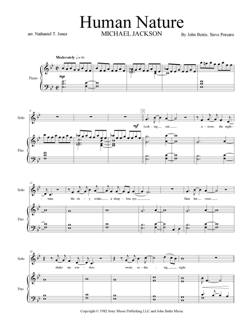 Human Nature (Arr. Nathaniel T. Jones) - Michael Jackson (Choral, SATB)