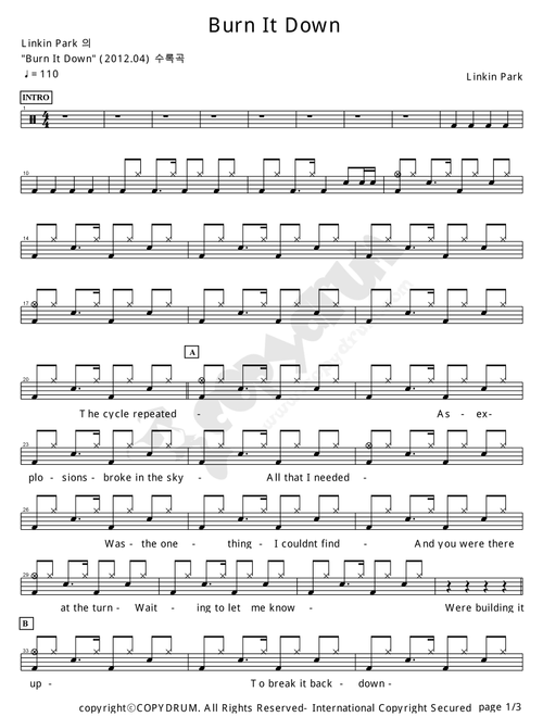 Burn It Down (Arr. COPYDRUM) - Linkin Park (Drums)