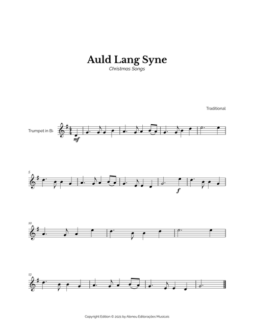 Auld Lang Syne for Easy Trumpet Solo (Arr. Marcos Soares) - Traditional (Trumpet Solo)
